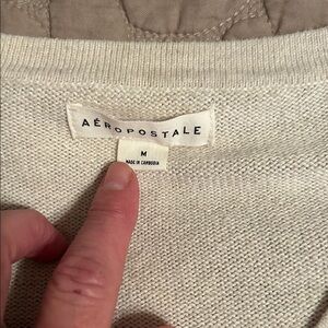 Aeropostale Off-White Knit cardigan with pink argyle pattern on front